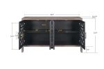 Hollow Four Door Antique Cabinet, American Country Style, Suitable for Living Room, TV Cabinet, Kitchen (Brown)