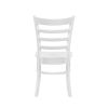 White Finish 3pc Set Round Table and Two Chairs Set Wooden Ladder-Back Casual Farmhouse Style Kitchen Dining Room Furniture
