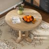 TREXM Farmhouse Dining Table Extendable Round Table for Kitchen, Dining Room(Natural Wood Wash)