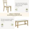 TOPMAX Farmhouse 6-Piece Trestle Dining Table Set with Upholstered Dining Chairs and Bench, 59inch, Brown