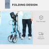 Rollator Walker with Seat and Backrest, Height Adjustable Aluminum Rolling Walker with 10'' Front Wheels, Storage Bag, Lightweight Mobility Walking Ai