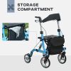 Rollator Walker with Seat and Backrest, Height Adjustable Aluminum Rolling Walker with 10'' Front Wheels, Storage Bag, Lightweight Mobility Walking Ai