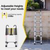 10.5ft (about 3.2m) retractable ladder, multi-functional foldable ladder, with hook, aluminum retractable ladder, suitable for daily use of RV, attic,