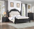 1pc Traditional Vintage Antique Drawer Pull 3-Drawer Nightstand Black Gray Dark Finish Bedroom Wooden Furniture