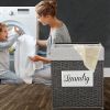 Laundry Hamper with Lid Laundry Basket with Handles Liner Bag Paper Woven Hampers for Laundry Clothes Storage Basket for Bedroom Bathroom (Grey)