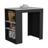 Harlan Kitchen Island, Counter Height Table Top with 3-Side Shelf