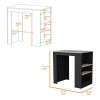 Harlan Kitchen Island, Counter Height Table Top with 3-Side Shelf