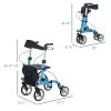Rollator Walker with Seat and Backrest, Height Adjustable Aluminum Rolling Walker with 10'' Front Wheels, Storage Bag, Lightweight Mobility Walking Ai