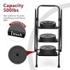 Four step ladder, lightweight folding four step stool, wide anti slip pedal and safety handle, sturdy steel ladder, multi-purpose step ladder, suitabl