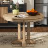 TREXM Farmhouse Dining Table Extendable Round Table for Kitchen, Dining Room(Natural Wood Wash)