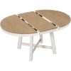 TREXM Farmhouse Round Extendable Dining Table with 16" Leaf Wood Kitchen Table (Oak Natural Wood + Antique White)