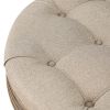 Large Round Ottoman Coffee Table 2 Tier Oversized Button Tufted Ottoman with Wooden Shelf Storage Farmhouse Upholstered Coffee Table Living Room Foots