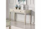 Sofa Table Silver Glam Storage Drawers Table 5mm Tempered Glass Top w/ Diamond Pattern Living Room 1pc Side Table.