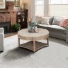 Large Round Ottoman Coffee Table 2 Tier Oversized Button Tufted Ottoman with Wooden Shelf Storage Farmhouse Upholstered Coffee Table Living Room Foots
