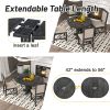 TREXM Farmhouse Dining Table Extendable Round Table for Kitchen, Dining Room(Black)