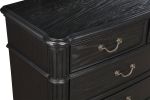 1pc Traditional Vintage Antique Drawer Pull 3-Drawer Nightstand Black Gray Dark Finish Bedroom Wooden Furniture