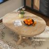 TREXM Farmhouse Dining Table Extendable Round Table for Kitchen, Dining Room(Natural Wood Wash)