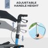 Rollator Walker with Seat and Backrest, Height Adjustable Aluminum Rolling Walker with 10'' Front Wheels, Storage Bag, Lightweight Mobility Walking Ai