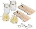2 Pack Lighted Mason Jar Wall Sconce Fairy Lights Timer 3M 30 LED Country Decor
