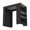 Harlan Kitchen Island, Counter Height Table Top with 3-Side Shelf