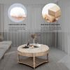 Large Round Ottoman Coffee Table 2 Tier Oversized Button Tufted Ottoman with Wooden Shelf Storage Farmhouse Upholstered Coffee Table Living Room Foots