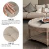 Large Round Ottoman Coffee Table 2 Tier Oversized Button Tufted Ottoman with Wooden Shelf Storage Farmhouse Upholstered Coffee Table Living Room Foots