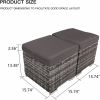 YEFUZHIJIA Outdoor Patio Ottomans, 2 Pieces PE Rattan Wicker Ottoman Seat, Patio Furniture, Footrest Seat with Removable Cushions and Hidden Storage S