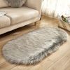 1pc Super Soft Area Rug, Plush Fluffy Faux Sheepskin Oval Floor Mat For Living Room Bedroom, Machine Washable Bedside Rugs, Shaggy Plush Carpet Faux R