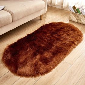 1pc Super Soft Area Rug, Plush Fluffy Faux Sheepskin Oval Floor Mat For Living Room Bedroom, Machine Washable Bedside Rugs, Shaggy Plush Carpet Faux R (Color: Coffee, size: 31.5*47.24inch)