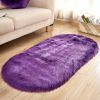 1pc Super Soft Area Rug, Plush Fluffy Faux Sheepskin Oval Floor Mat For Living Room Bedroom, Machine Washable Bedside Rugs, Shaggy Plush Carpet Faux R
