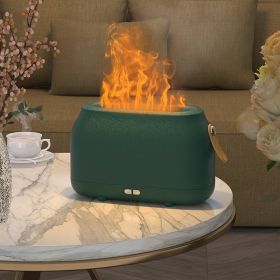 Dropshipping Flame Humidifier 180ml Rgb Lights Aroma Diffusers 3D Flame Air Humidifier Ultrasonic Oil Diffuser (Color: Green)