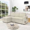 85.8" Pull Out Sleeper Sofa L-Shaped Couch Convertible Sofa Bed with Storage Chaise And Storage Racks,With USB Port And T-pyce Port