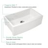 White Undermount Farmhuose Ceramic Kitchen Sink, Deep Apron Single Bowl Farm Sink with Bottom Grid