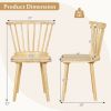 Windsor Dining Chairs Set of 2 Rubber Wood Kitchen Chairs with Spindle Back
