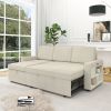 85.8" Pull Out Sleeper Sofa L-Shaped Couch Convertible Sofa Bed with Storage Chaise And Storage Racks,With USB Port And T-pyce Port