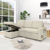 85.8" Pull Out Sleeper Sofa L-Shaped Couch Convertible Sofa Bed with Storage Chaise And Storage Racks,With USB Port And T-pyce Port