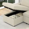 85.8" Pull Out Sleeper Sofa L-Shaped Couch Convertible Sofa Bed with Storage Chaise And Storage Racks,With USB Port And T-pyce Port