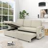 85.8" Pull Out Sleeper Sofa L-Shaped Couch Convertible Sofa Bed with Storage Chaise And Storage Racks,With USB Port And T-pyce Port