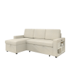 85.8" Pull Out Sleeper Sofa L-Shaped Couch Convertible Sofa Bed with Storage Chaise And Storage Racks,With USB Port And T-pyce Port