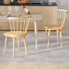 Windsor Dining Chairs Set of 2 Rubber Wood Kitchen Chairs with Spindle Back